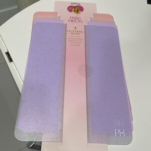 Paris Hilton Pink/Lilac Pastel Colors Set of 4 Dishwasher Safe Cutting Mats